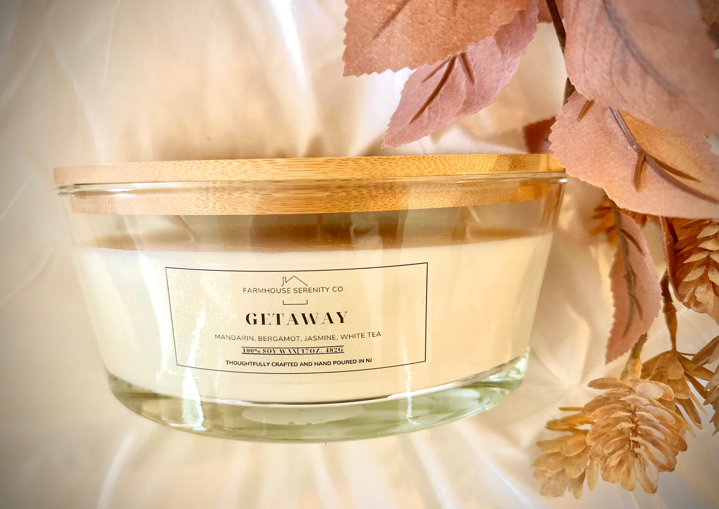 GetAway | 10OZ. Apothecary Jar Soy Candle | Two Cotton Wicks