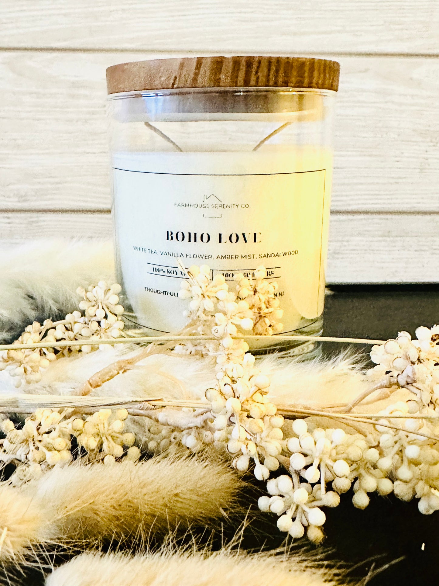 Boho Love | 10OZ. Heavy Bottom Jar Soy Candle | Two Cotton Wicks