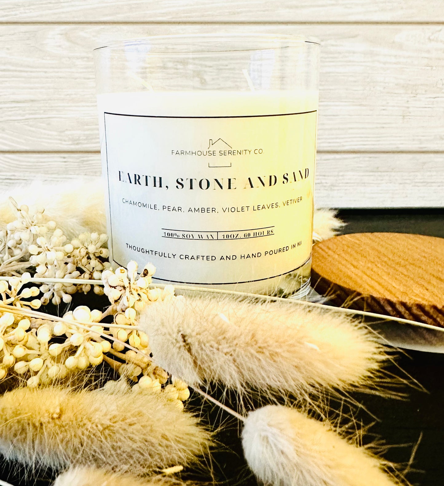 Earth Stone and Sand | 10OZ. Heavy Bottom Jar Soy Candle | Two Cotton Wicks