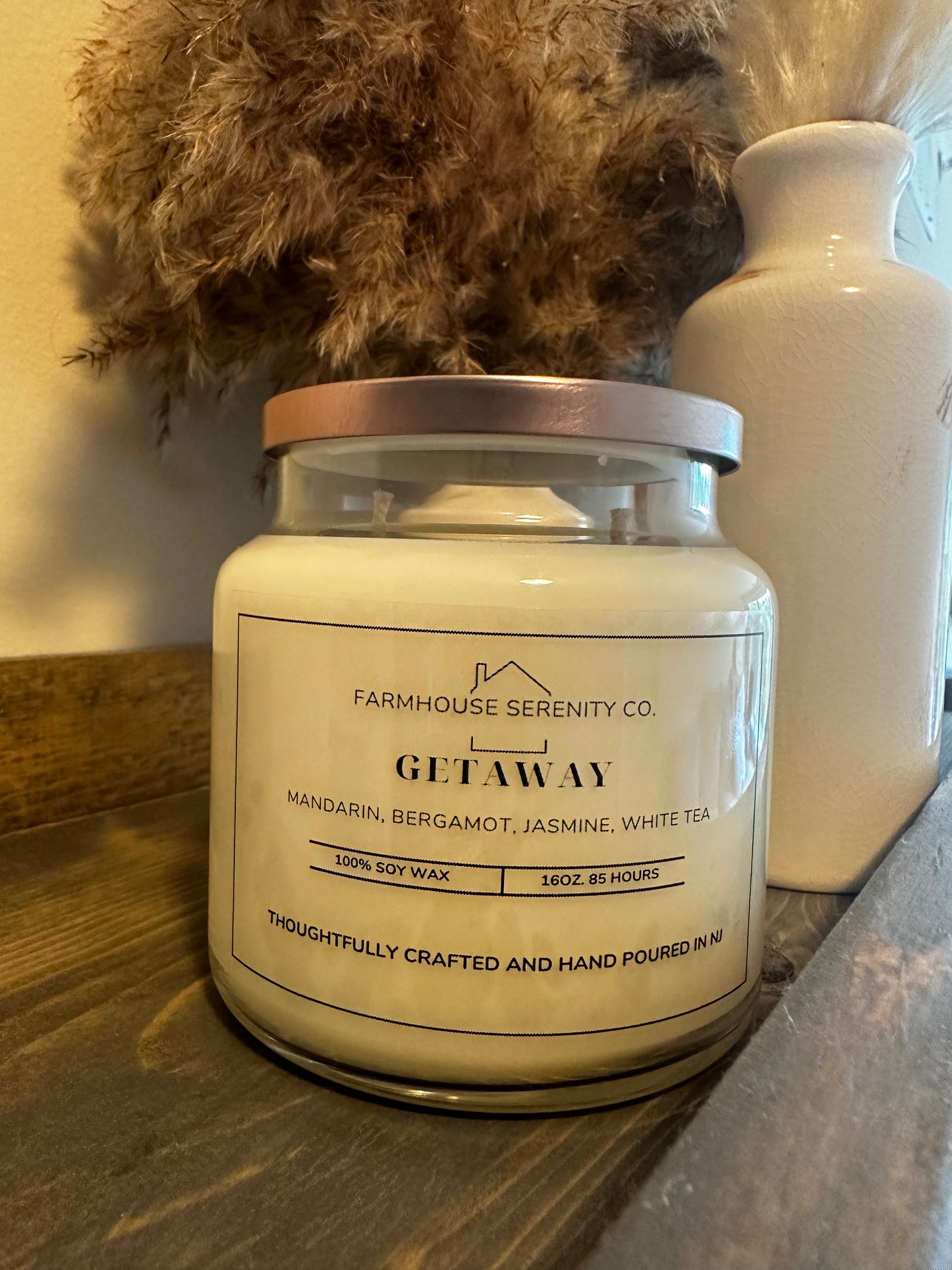 GetAway | 10OZ. Apothecary Jar Soy Candle | Two Cotton Wicks