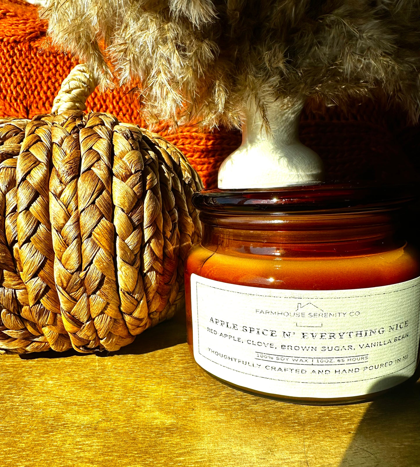 Apple Spice N’ Everything Nice | 10OZ. Amber Apothecary Jar Soy Candle | Two Cotton Wicks