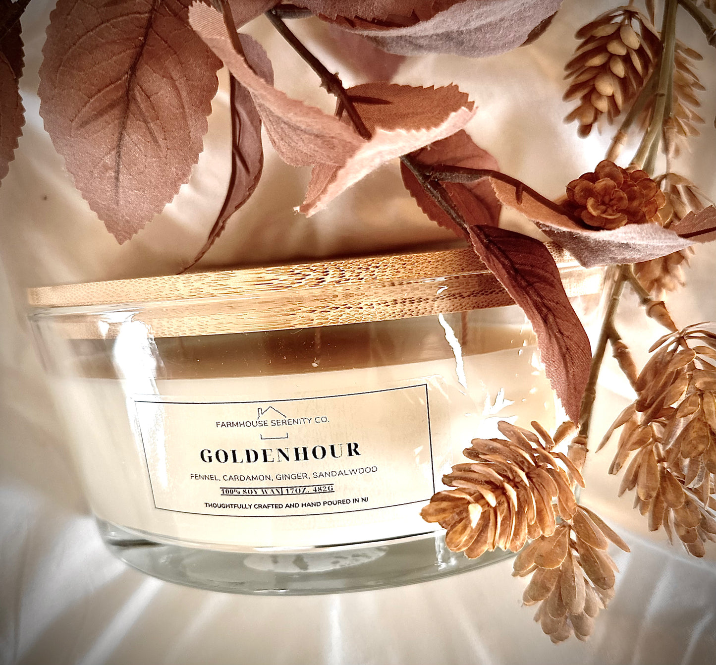 GoldenHour| 10OZ. Apothecary Jar Soy Candle | Two Cotton wicks