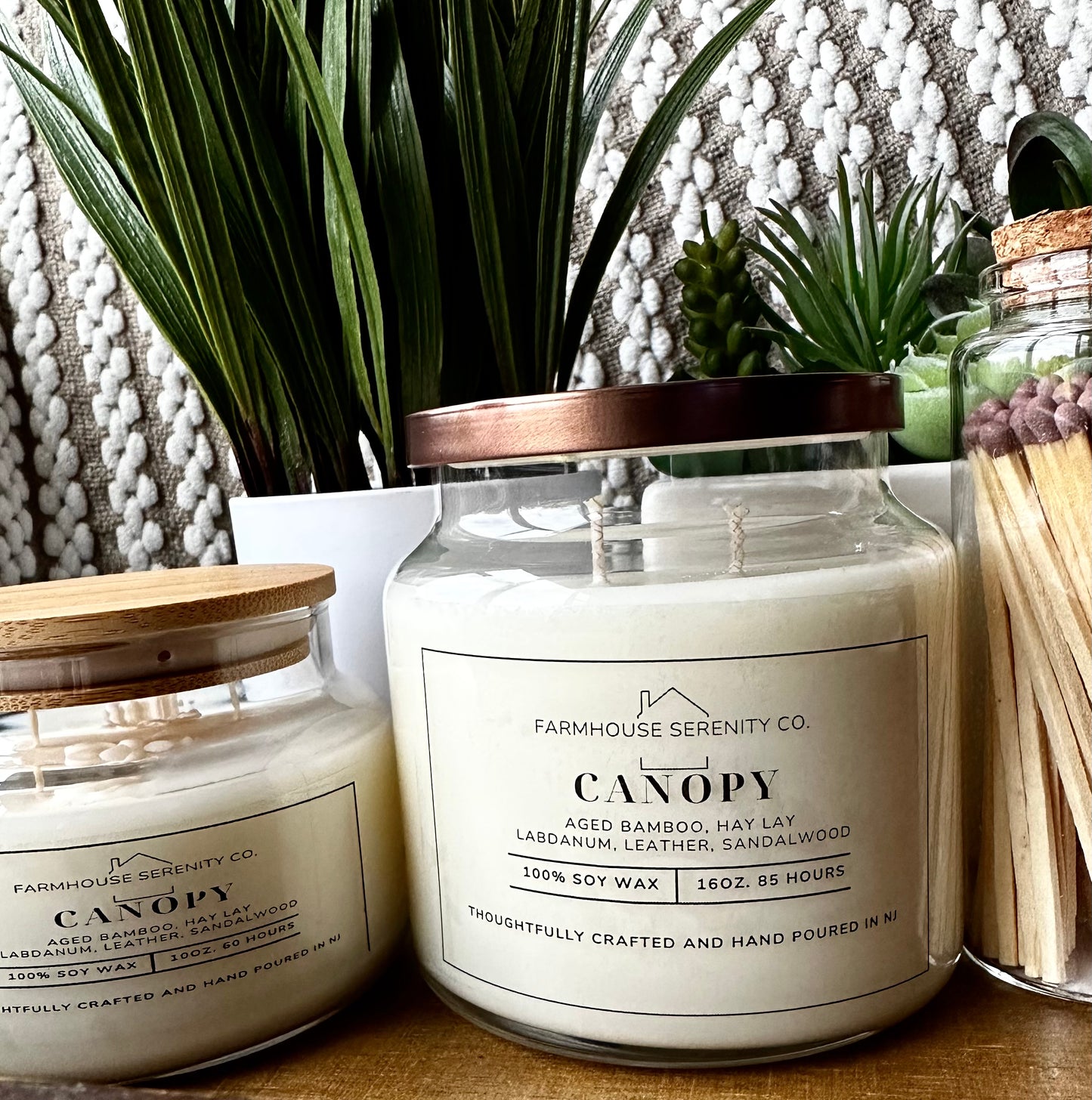 Canopy | 10OZ. Apothecary Jar Soy Candle | Two Cotton Wicks