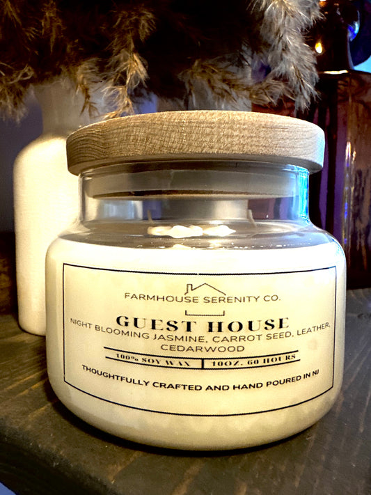 Guest House| 10OZ. Apothecary Jar Soy Candle | Two Cotton Wicks