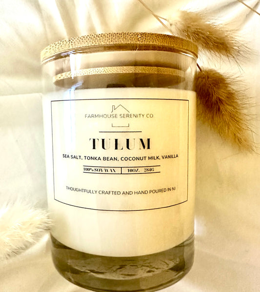 TULUM | 10OZ. Heavy Bottom Jar Soy Candle | Two Cotton Wicks