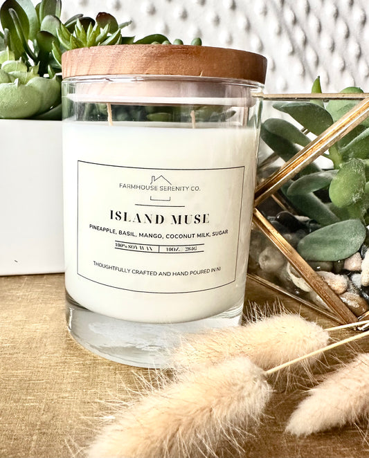 Island Muse | 10OZ. Heavy Bottom Jar Soy Candle | Two Cotton Wicks