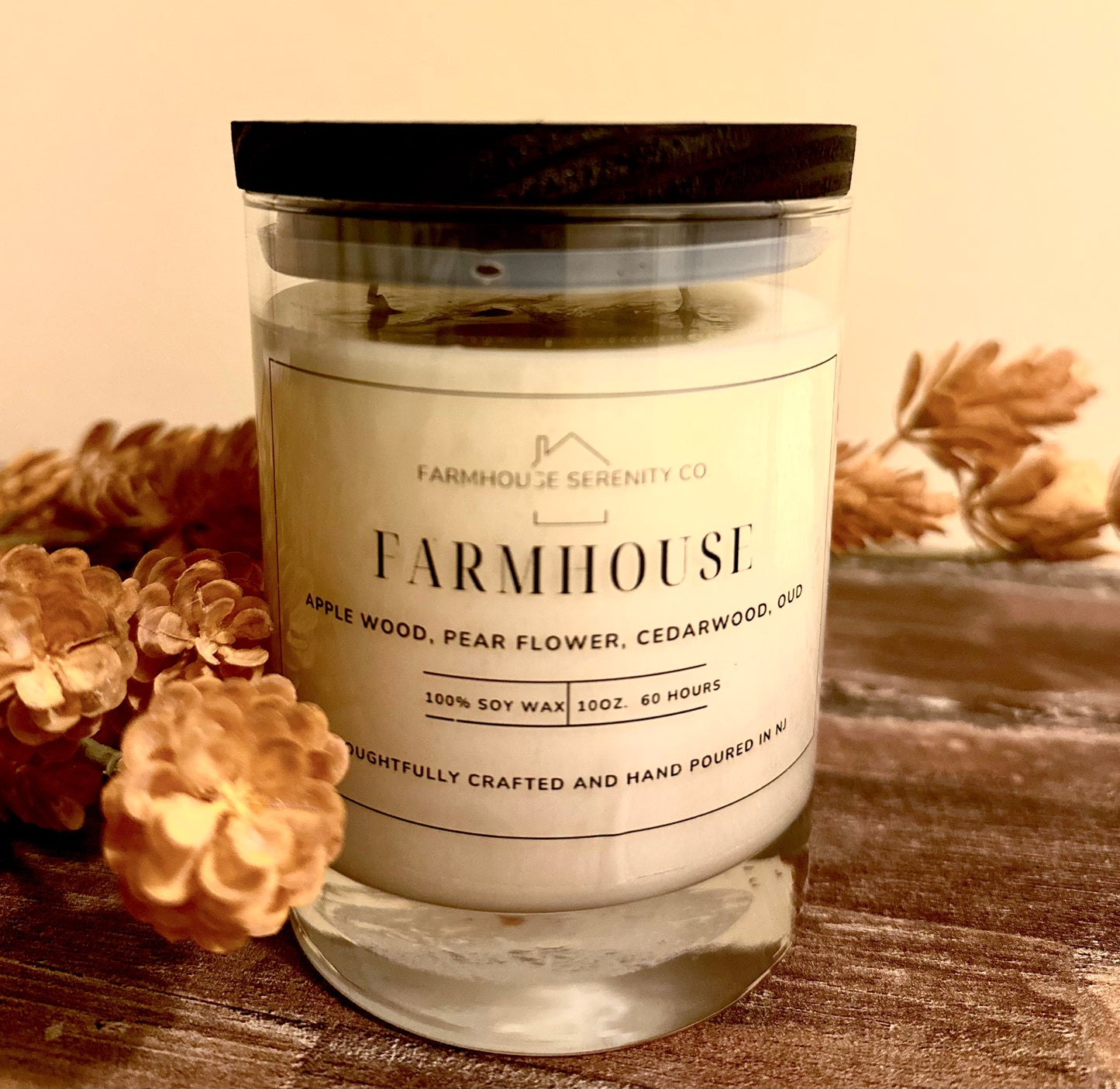 FARMHOUSE | 10OZ. Heavy Bottom Jar Soy Candle | Two Cotton Wicks