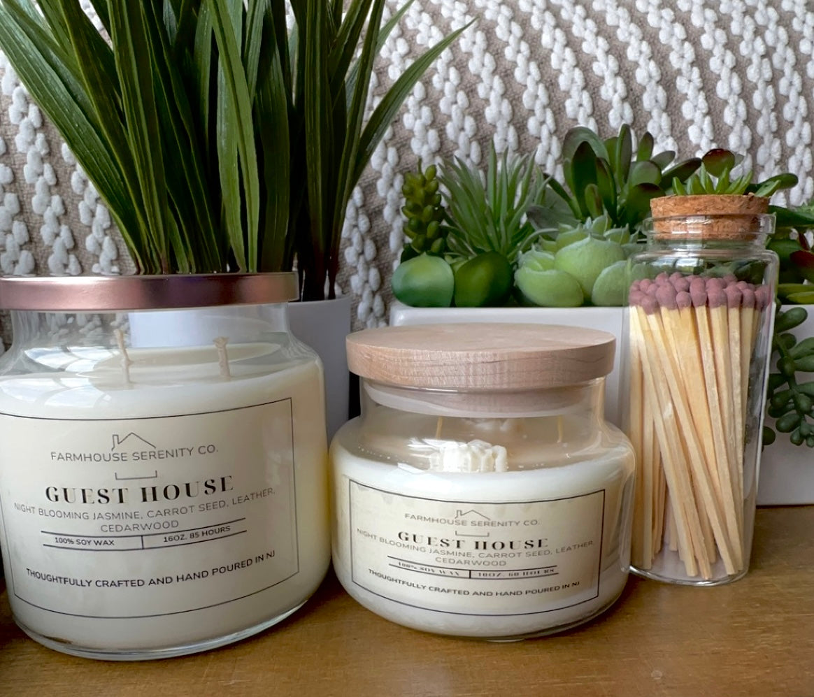 Guest House| 10OZ. Apothecary Jar Soy Candle | Two Cotton Wicks