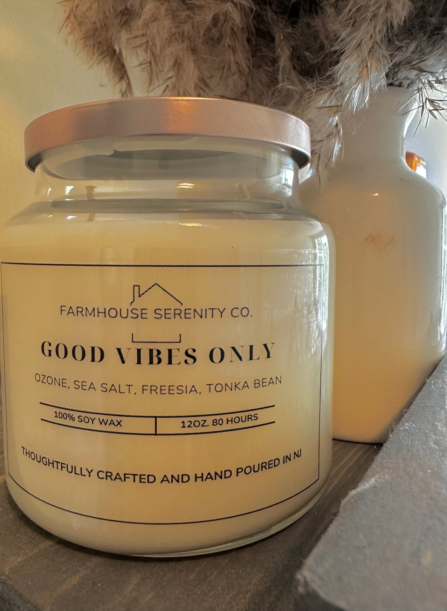 Good Vibes Only | 10OZ. Apothecary Jar Soy Wax Candle | Two Cotton Wicks