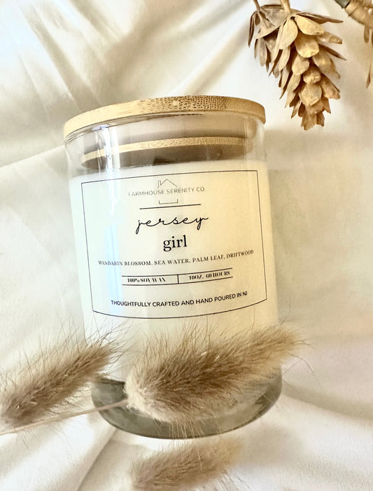 Jersey Girl | 10OZ. Heavy Bottom Jar Soy Candle | Two Cotton Wicks