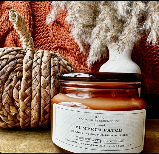 Pumpkin Patch | 10OZ. Amber Apothecary Jar Soy Candle | Two Cotton Wicks