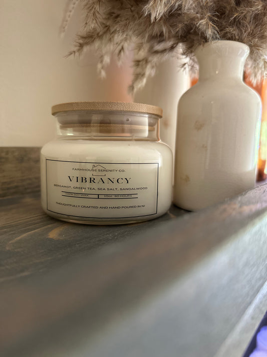 Vibrancy| 10OZ. Apothecary Jar Soy Candle | Two Cotton Wicks