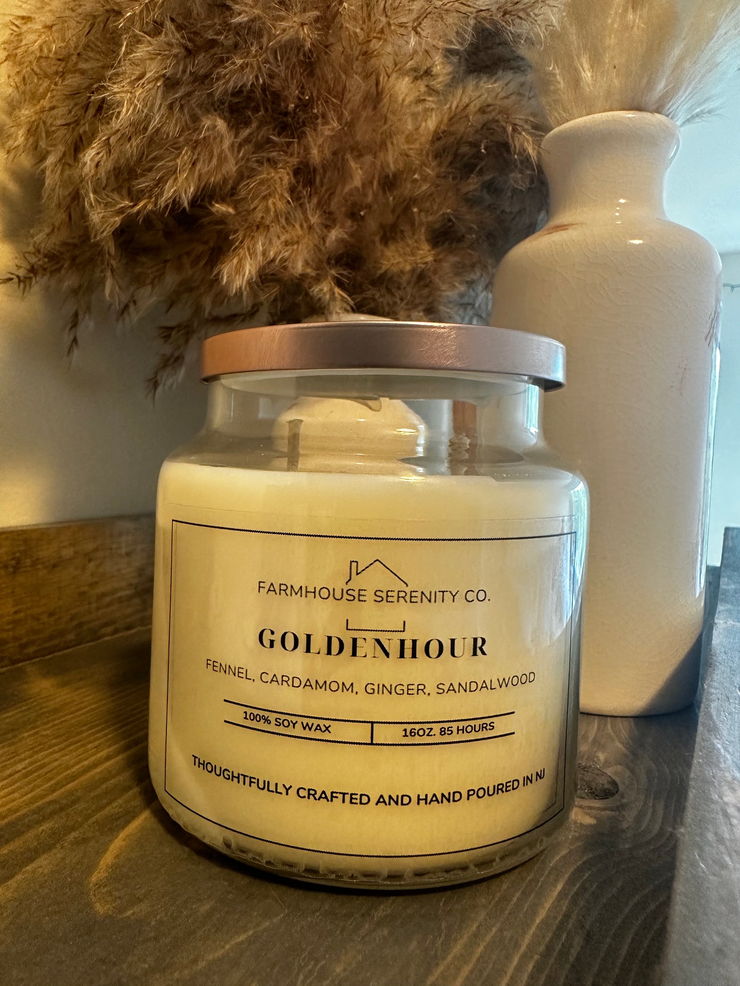 GoldenHour| 10OZ. Apothecary Jar Soy Candle | Two Cotton wicks