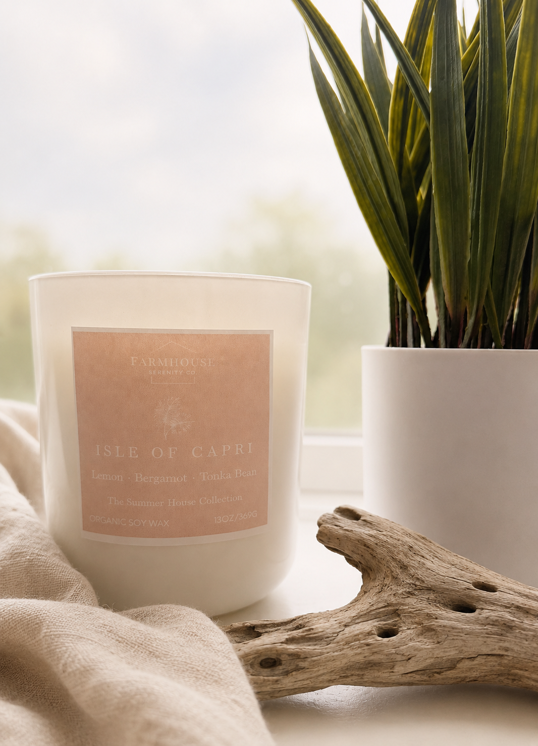Isle of Capri | 13OZ. White Round Bottom Jar Soy Candle | Two Cotton Wicks
