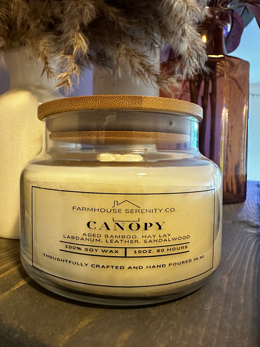 Canopy | 10OZ. Apothecary Jar Soy Candle | Two Cotton Wicks