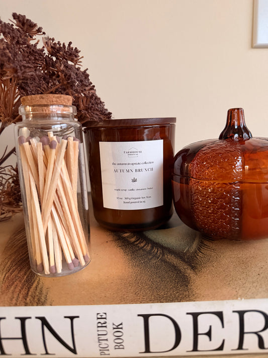 Autumn Brunch  | 13OZ. Amber Round Bottom Jar Soy Candle | Two Cotton Wicks
